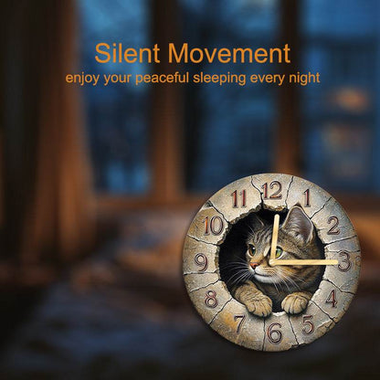 Tranquil Jungle Cat Silent Wall Clock NatureInspired Decor - Montero Milan