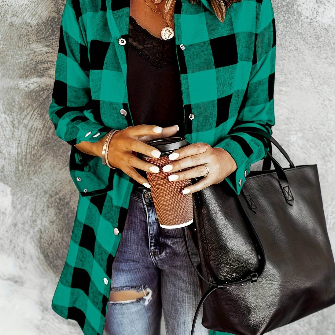 Relaxed Fit Plaid Shacket - Montero Milan