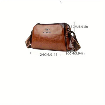 Women'S Crossbody Bag, Solid Color Pillow-Shaped Shoulder Bag with Adjustable Strap, Zipper Closure, Polyester Lining, Edge Paint Detail