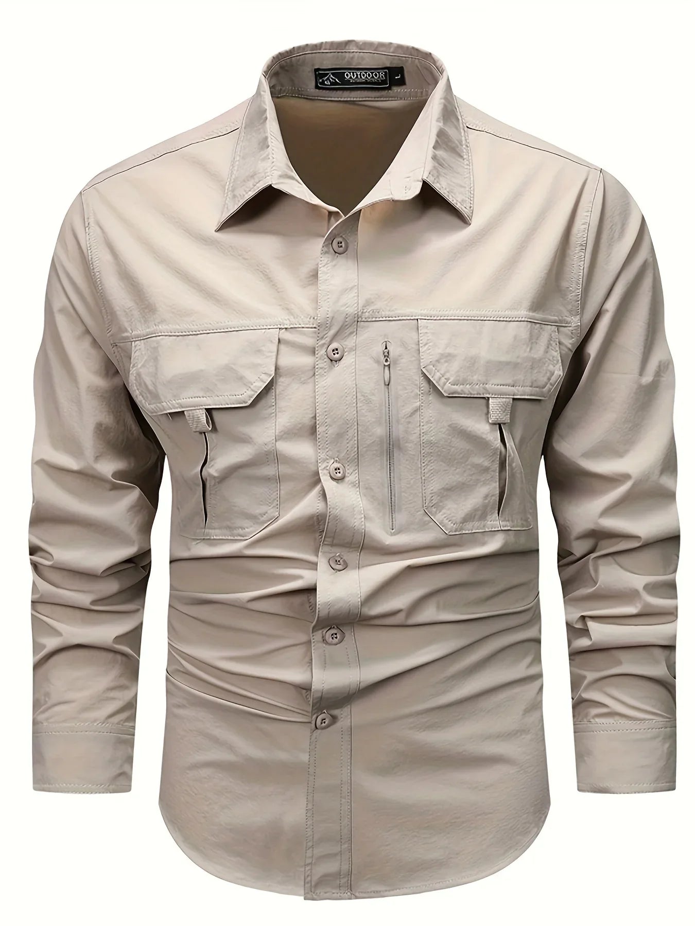 Spring And Autumn Casual Men's Long Sleeve Sunscreen Quick-drying Shirt With Multi-pockets For Outdoor Fishing