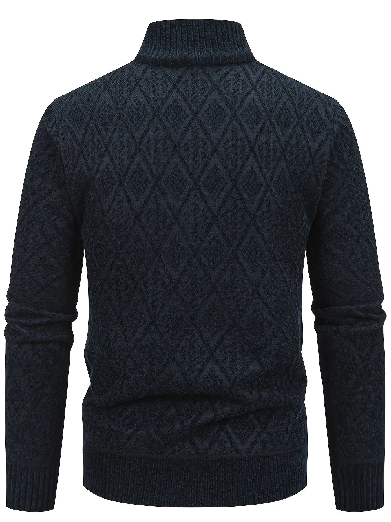 Men's Knitted Sweater Korean Style Autumn and Winter Trendy Casual Stand Collar Cardigan Jacket for Men, Comfortable and Versatile Rhombus Pattern
