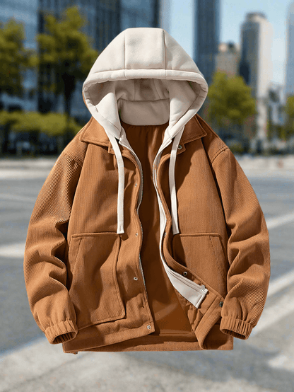 False Two-Piece Hooded Basketball Jacket - Montero Milan