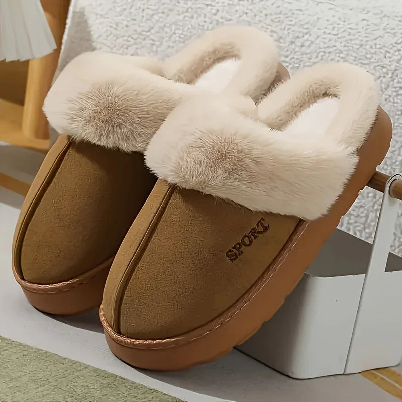 Women'S Cozy Fleece-Lined Slip-On Slippers - Soft Plush Indoor/Outdoor Shoes with EVA Sole, Warm Winter Footwear for Couples, Perfect Gift Idea, Indoor Slippers | Plush Lined Slippers | EVA Sole Slippers, Slippers for Feet