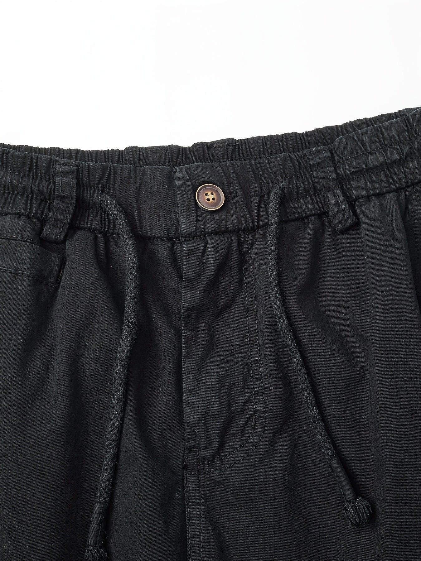Men'S Heavy-Duty Work Shorts - Olive Green Cargo Pants with Multiple Utility Pockets, Non- Fabric for Construction, Outdoor, Everyday Casual - Adjustable Drawstring Waist - Model 9385, Outdoor Apparel, Functional Design, Dura