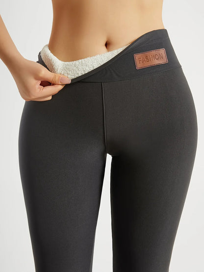 Women's High-Waisted Thickened Warm Yoga Leggings - Full-Length (7/8) Tummy Control Slim-Fit Pants with Elastic Waistband, All-Season Workout & Gym Pants for Pilates,, Casual Wear - Solid Color (Black/Dark Grey/Navy)