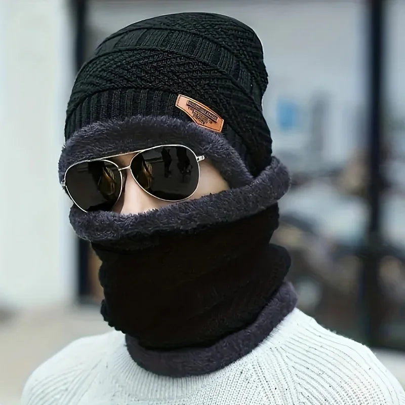 Winter Thicken Men And Women General Warm Beanie + Soft Scarf Warm Set, Ideal choice for Gifts