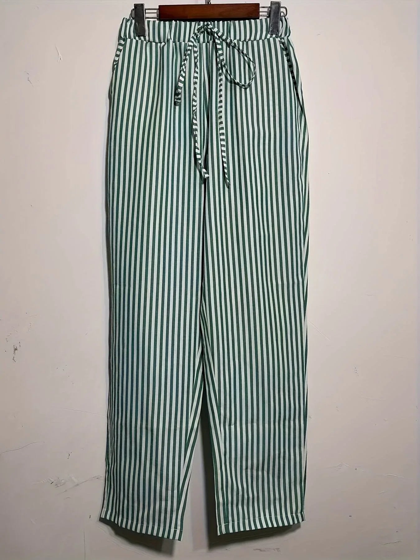 Striped High-Waisted Wide-Leg Pants - Montero Milan