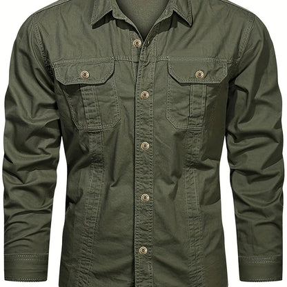 Men's Heavyweight Long Sleeve Shirt - Button-Up Formal & informal Shirt in, Classic Collar, Chest Pocket - Machine Washable Work, Outdoor, Everyday Shirt for Men - Spring/Fall Essential, Outdoor Casual Wear, Nonstretch Fabric