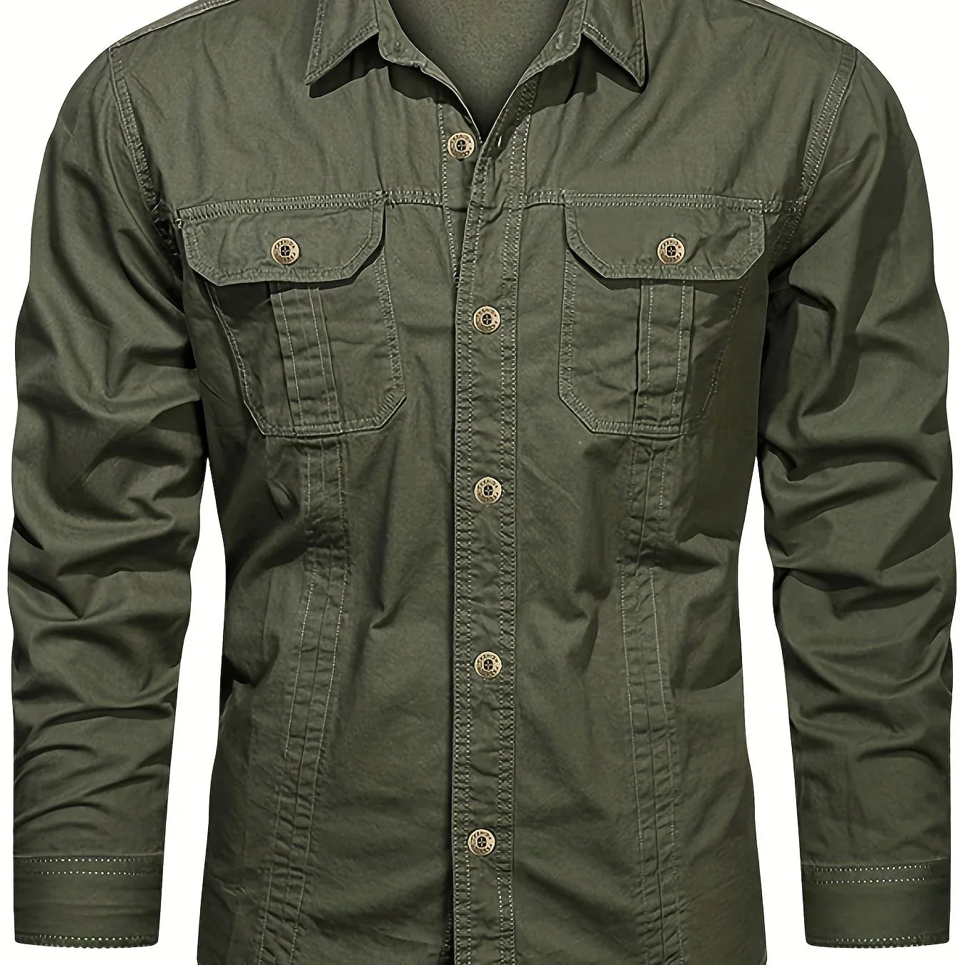 Men's Heavyweight Long Sleeve Shirt - Button-Up Formal & informal Shirt in, Classic Collar, Chest Pocket - Machine Washable Work, Outdoor, Everyday Shirt for Men - Spring/Fall Essential, Outdoor Casual Wear, Nonstretch Fabric