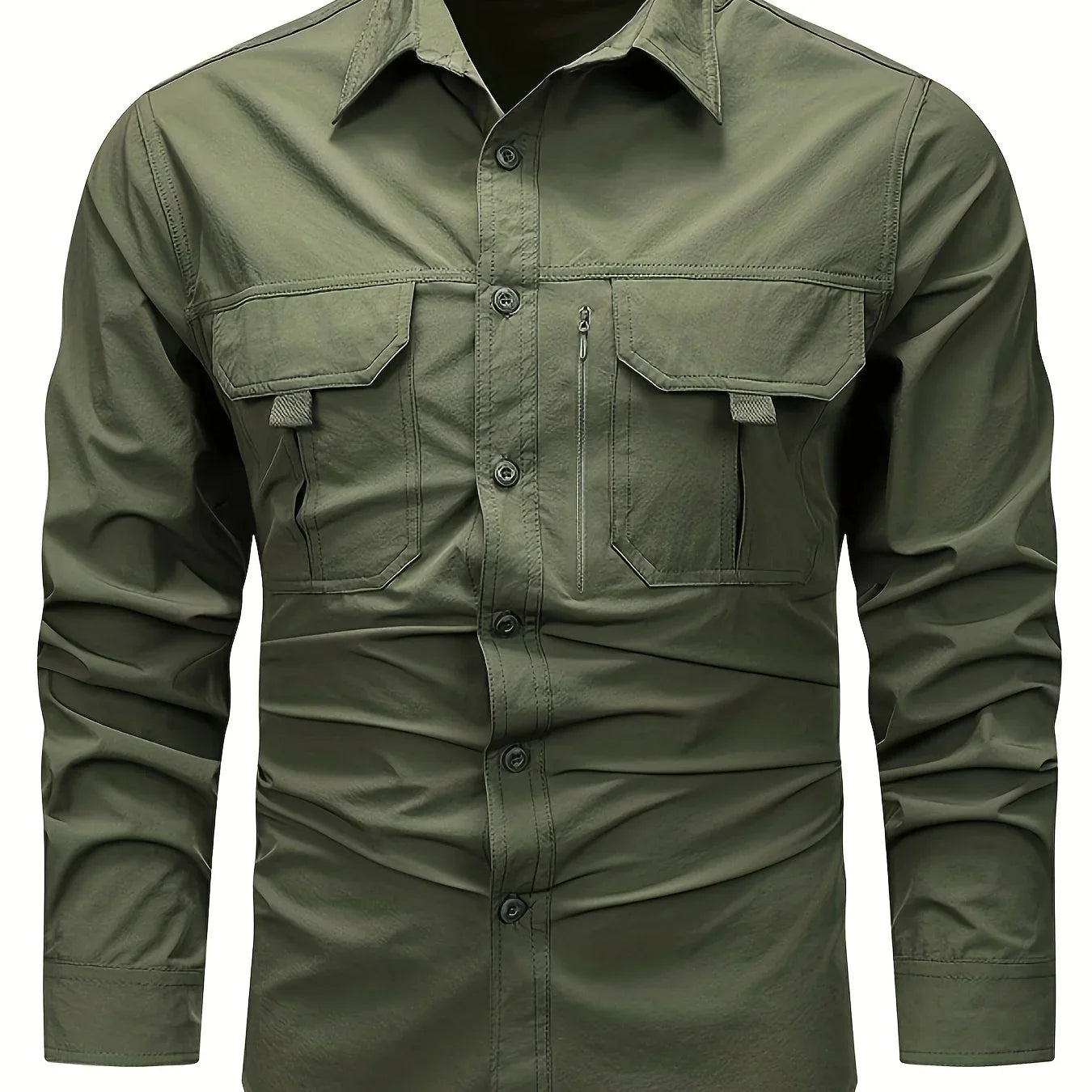 Spring And Autumn Casual Men's Long Sleeve Sunscreen Quick-drying Shirt With Multi-pockets For Outdoor Fishing