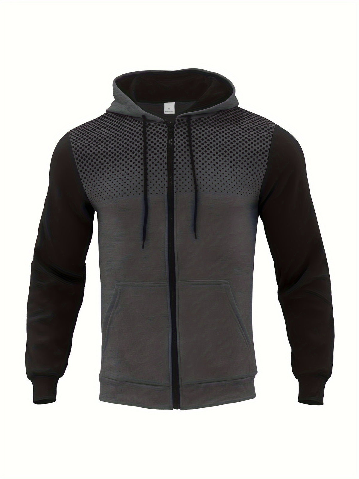 Autumn Winter New Hooded Sweatshirt Fleece Warm Thick Men'S Sports Fitness Outerwear Zipper Hooded Jacket Polka Dot Print Design