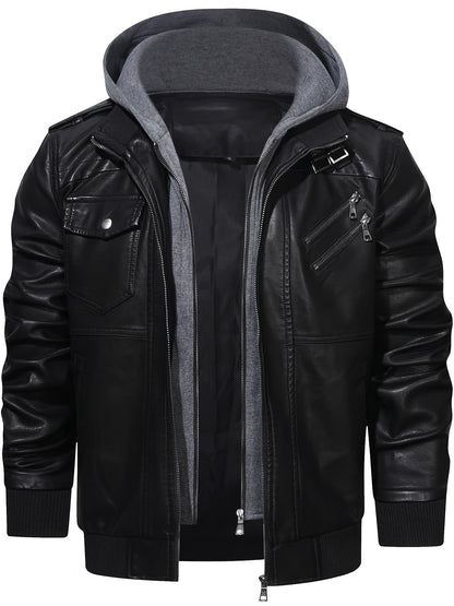 Men’s Hooded Leather Jacket