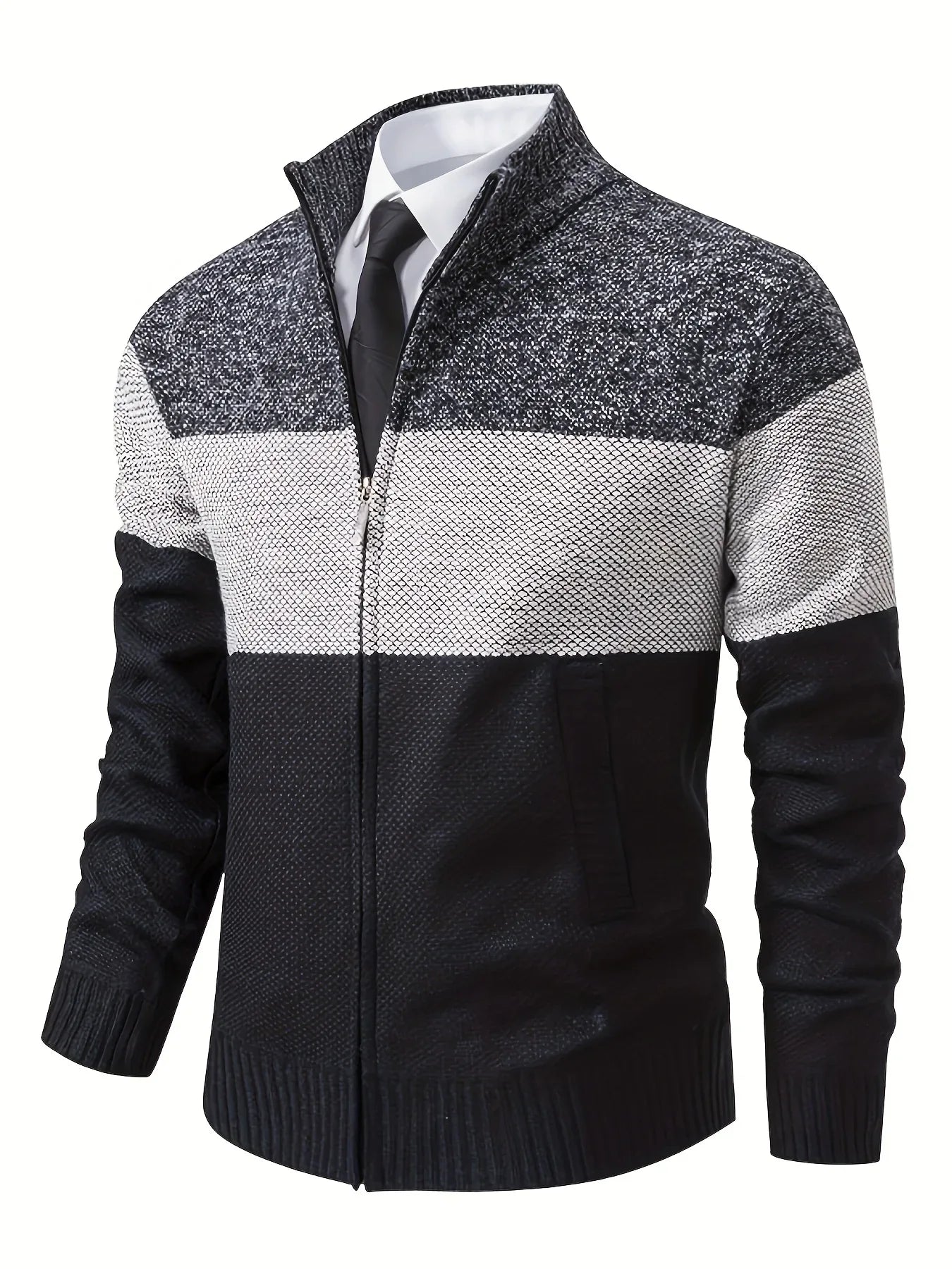 Men'S Knitted Cardigan with a Stand-Up Collar, a Casual And Stylish Outerwear.
