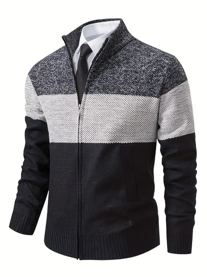 Men'S Knitted Cardigan with a Stand-Up Collar, a Casual And Stylish Outerwear.