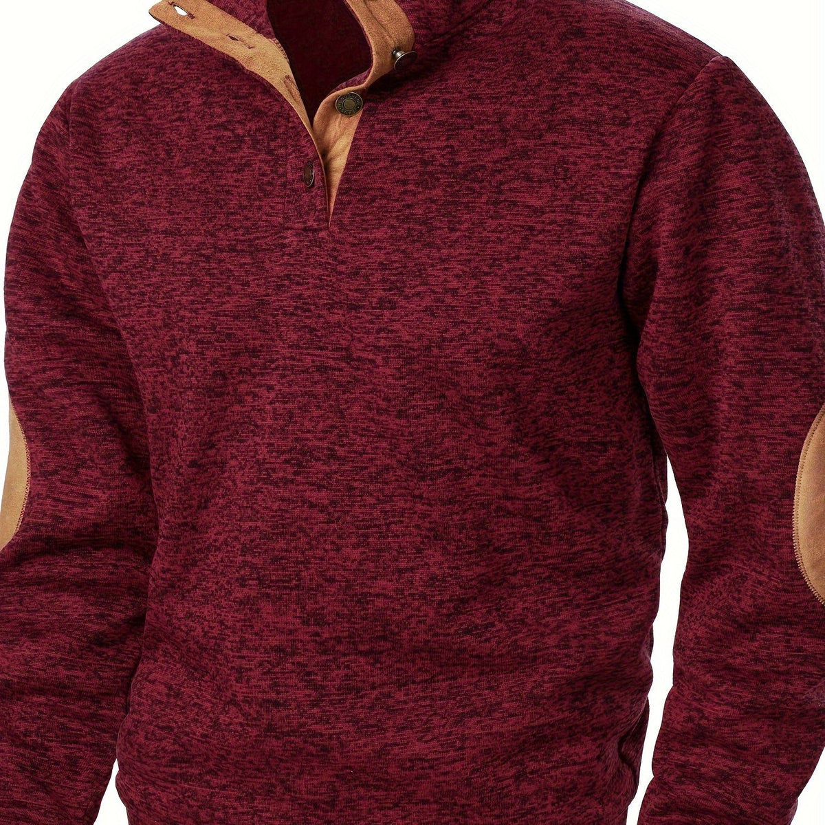 Autumn and winter Men's stand-collar long-sleeve casual sweatshirt top - Burgundy / NZ 36