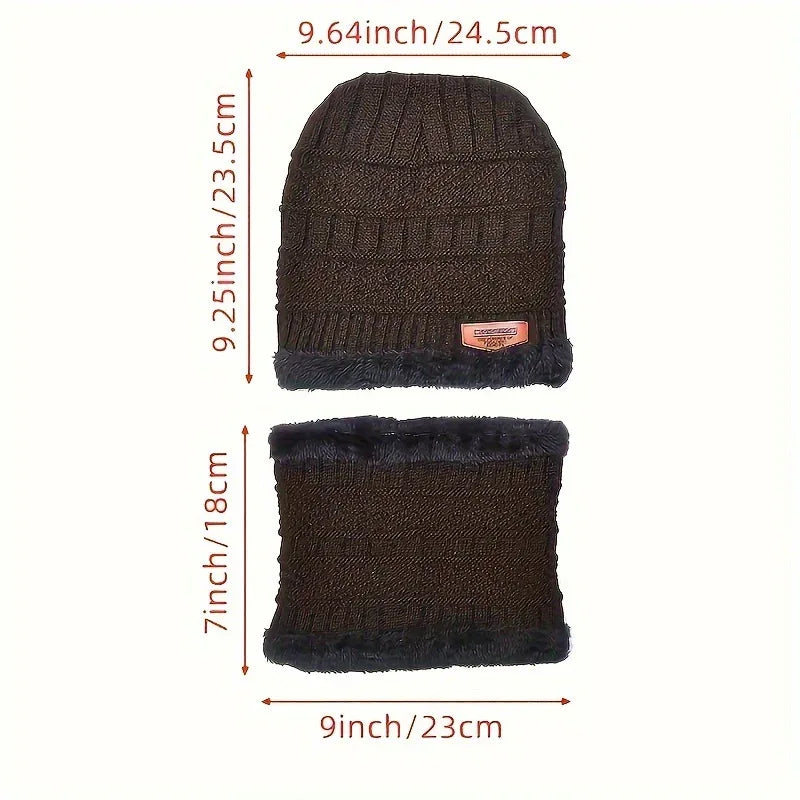 Winter Thicken Men And Women General Warm Beanie + Soft Scarf Warm Set, Ideal choice for Gifts