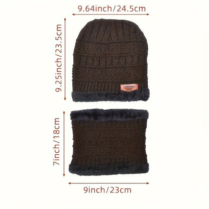 Winter Thicken Men And Women General Warm Beanie + Soft Scarf Warm Set, Ideal choice for Gifts
