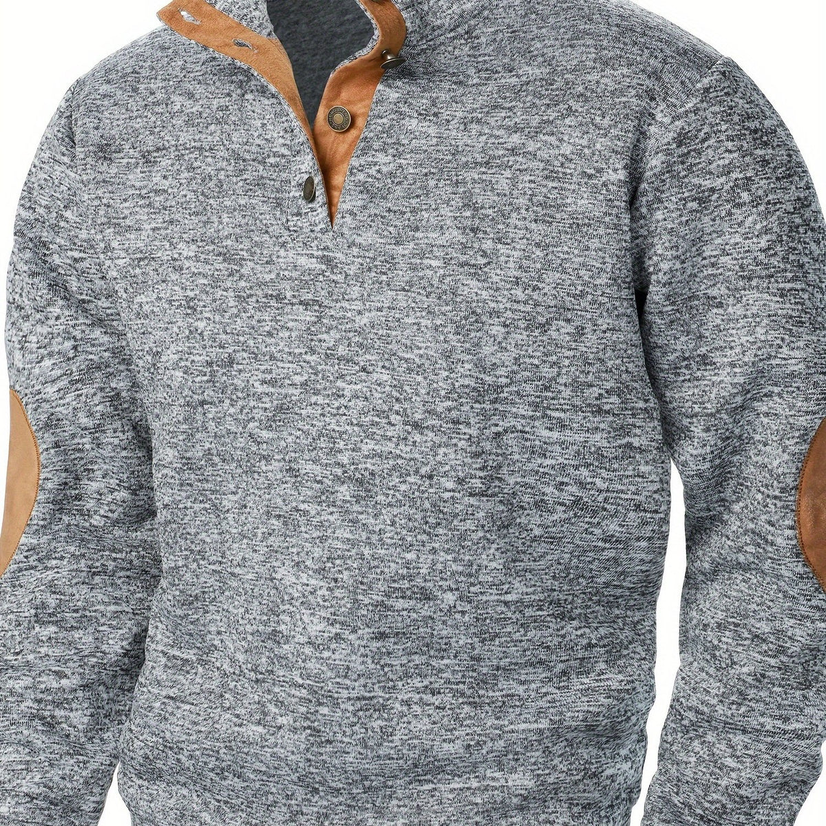 Autumn and winter Men's stand-collar long-sleeve casual sweatshirt top - Light Grey / NZ 36