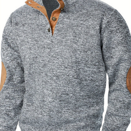 Autumn and winter Men's stand-collar long-sleeve casual sweatshirt top - Light Grey / NZ 36