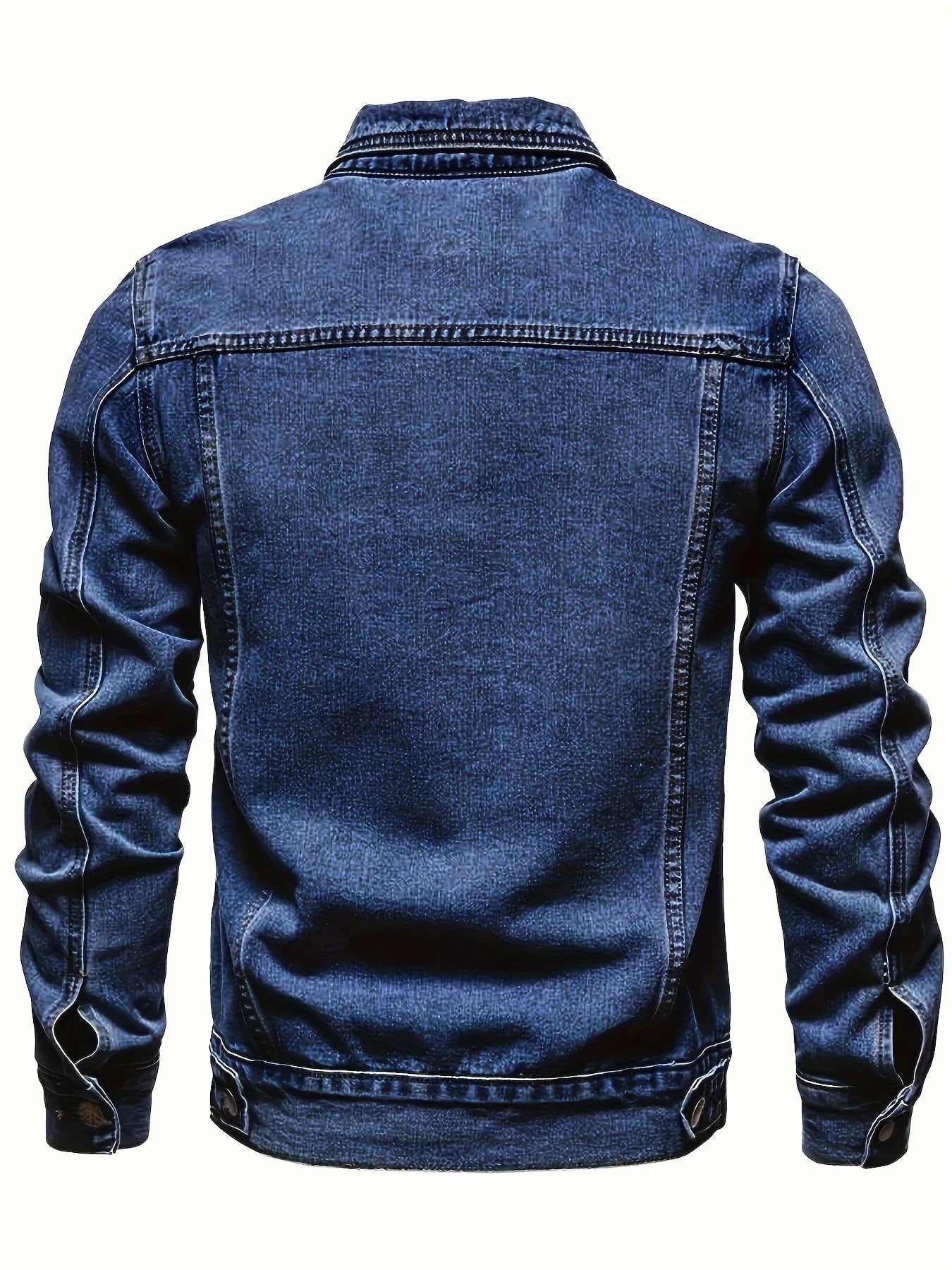 Men's Classic Blue Jeans-like Jacket - Button-Front Closure, Non-Stretch Denim, Relaxed Fit with Chest Pockets - Machine Washable Casual Everyday & Formal Wear Coat for Men