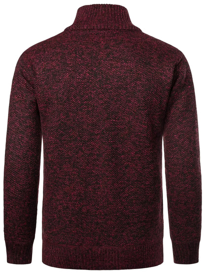 Men'S Thick Fleece Zip-Up Cardigan - Casual Long Sleeve Knit Sweater with Stand Collar, Solid Color, Regular Fit for Fall/Winter, Comfortable Layering Piece, Winter Cardigan, Autumn Outerwear, Modern Casualwear, Durable Fabri