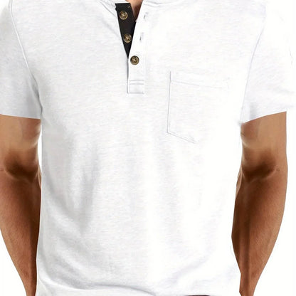 Men's Classic Cotton Blend Henley Tee - Montero Milan