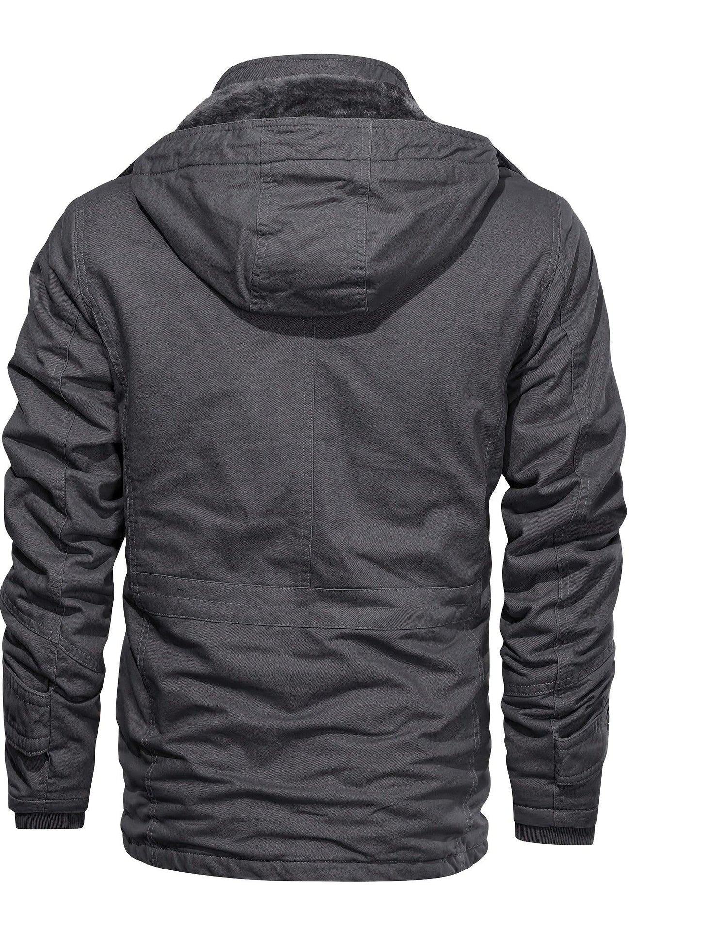 Men'S Heavyweight Winter Jacket - Thermal Insulated Cold Weather Coat with Zipper Closure, Multiple Utility Pockets - Loose Fit Military-style Outerwear for Hiking, Travel, Everyday - Black (Non-Stretch Polyester Construction