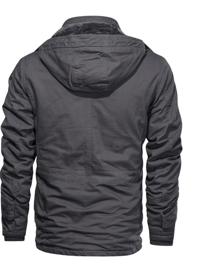 Men'S Heavyweight Winter Jacket - Thermal Insulated Cold Weather Coat with Zipper Closure, Multiple Utility Pockets - Loose Fit Military-style Outerwear for Hiking, Travel, Everyday - Black (Non-Stretch Polyester Construction