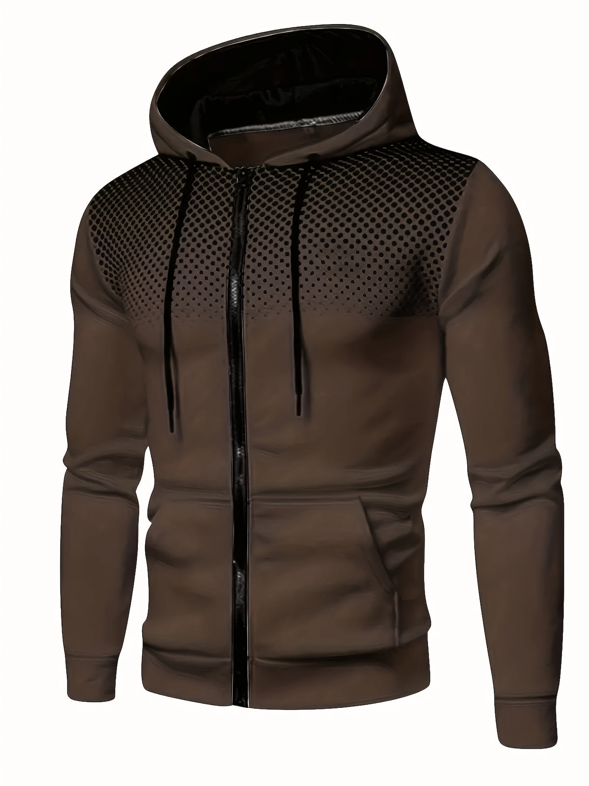 Autumn Winter New Hooded Sweatshirt Fleece Warm Thick Men'S Sports Fitness Outerwear Zipper Hooded Jacket Polka Dot Print Design