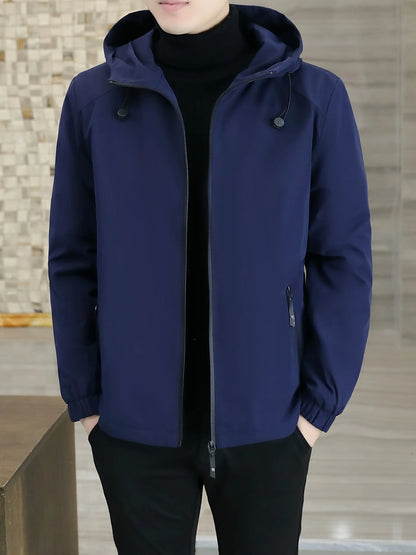 Men'S Heavy-Duty Fleece Jacket - Windproof Zip-Up Coat with Full-Zip Closure, Hooded Winter Coat for Cold Weather, Non-Stretch Fabric for Everyday & Formal Events