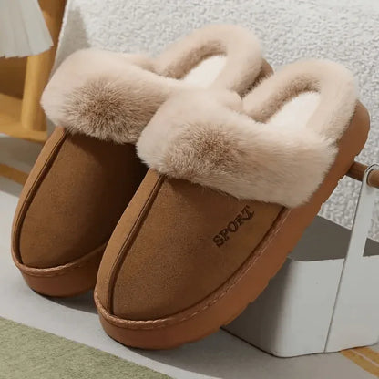 Women'S Cozy Fleece-Lined Slip-On Slippers - Soft Plush Indoor/Outdoor Shoes with EVA Sole, Warm Winter Footwear for Couples, Perfect Gift Idea, Indoor Slippers | Plush Lined Slippers | EVA Sole Slippers, Slippers for Feet