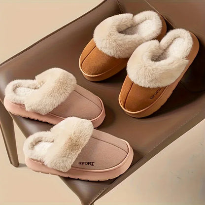 Women'S Cozy Fleece-Lined Slip-On Slippers - Soft Plush Indoor/Outdoor Shoes with EVA Sole, Warm Winter Footwear for Couples, Perfect Gift Idea, Indoor Slippers | Plush Lined Slippers | EVA Sole Slippers, Slippers for Feet