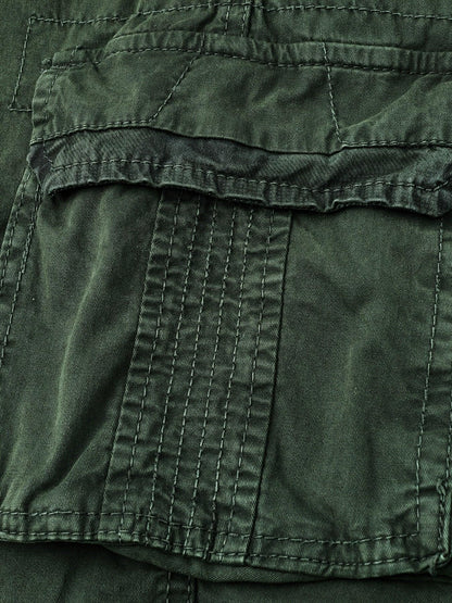 Men'S Heavy-Duty Work Shorts - Olive Green Cargo Pants with Multiple Utility Pockets, Non- Fabric for Construction, Outdoor, Everyday Casual - Adjustable Drawstring Waist - Model 9385, Outdoor Apparel, Functional Design, Dura