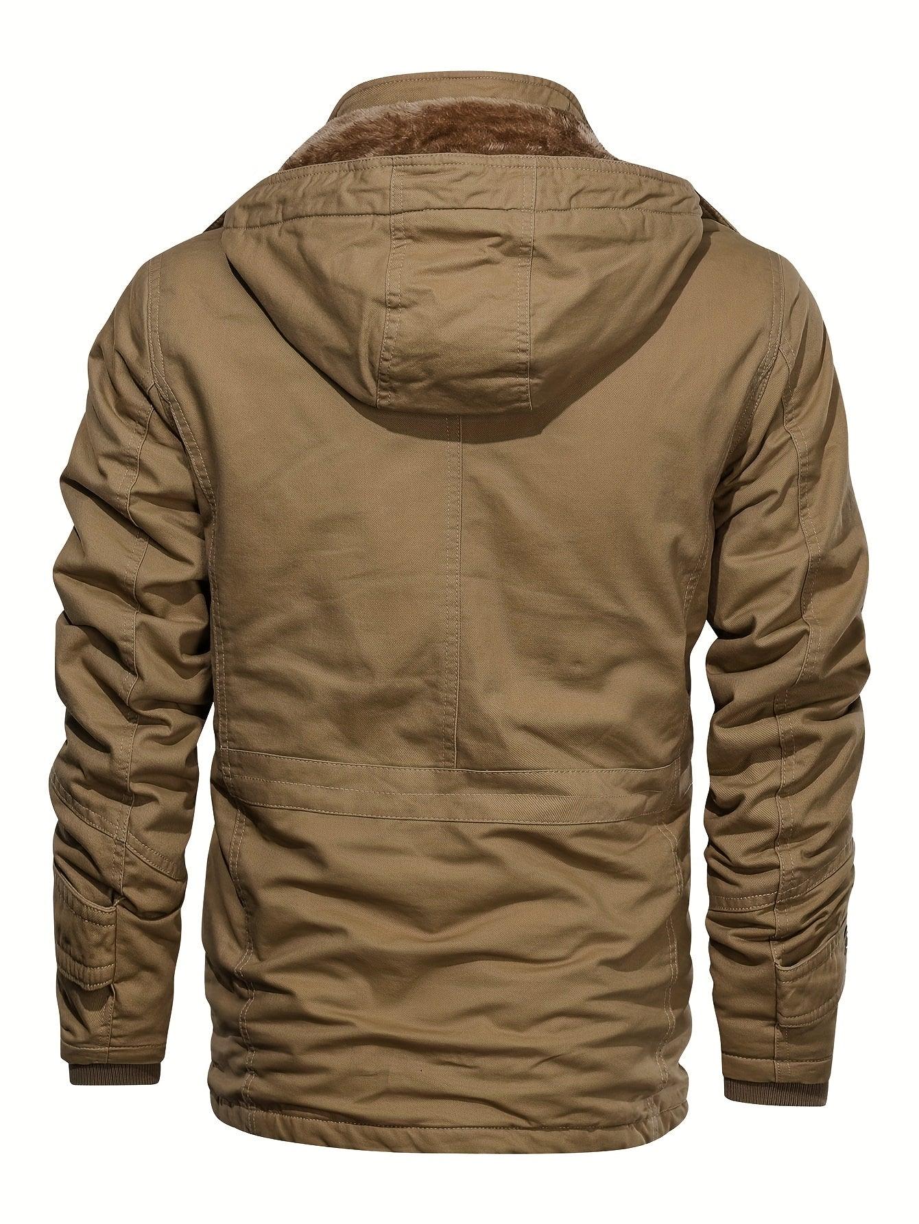 Men'S Heavyweight Winter Jacket - Thermal Insulated Cold Weather Coat with Zipper Closure, Multiple Utility Pockets - Loose Fit Military-style Outerwear for Hiking, Travel, Everyday - Black (Non-Stretch Polyester Construction
