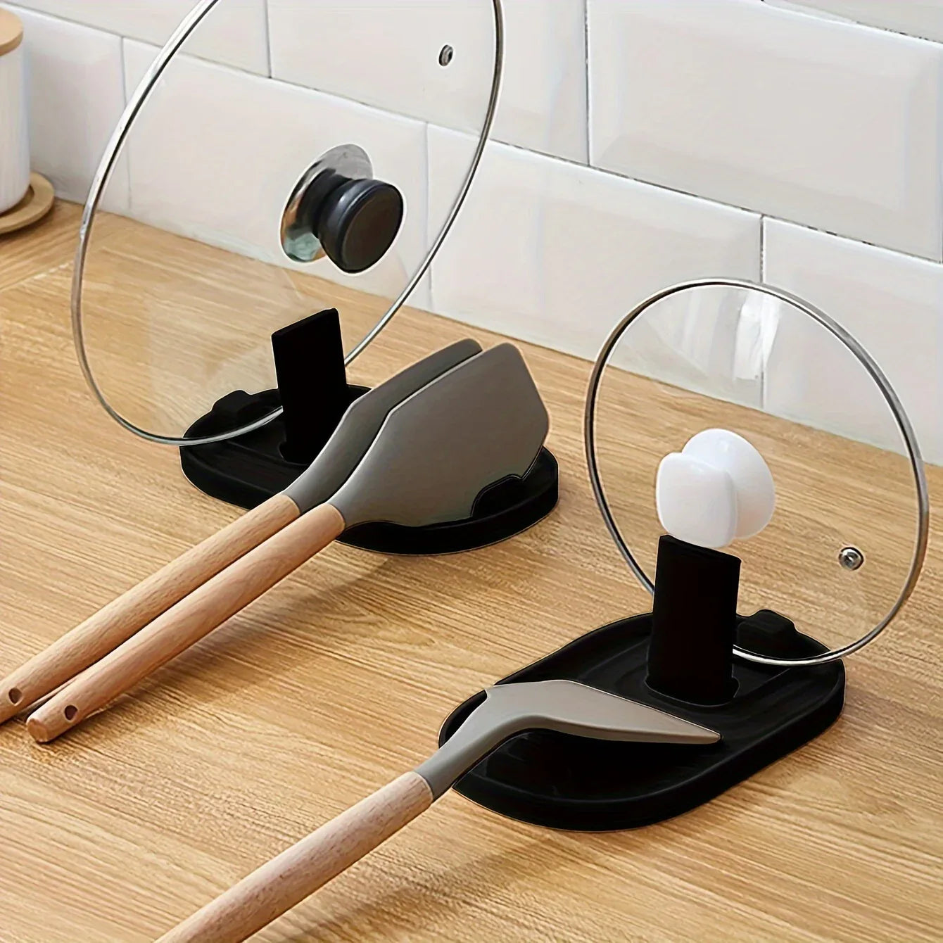 Montero Milan 1pc Foldable Kitchen Pot Lid & Utensil Holder Shelf - Heavy-Duty Plastic Space-Saving -Shook/Shovel with Lid Rack, Stove/ Shelf Organizer for Pots, Pans, Spatulas, Spoons - Install for Small Kitchens, Ideal Gift
