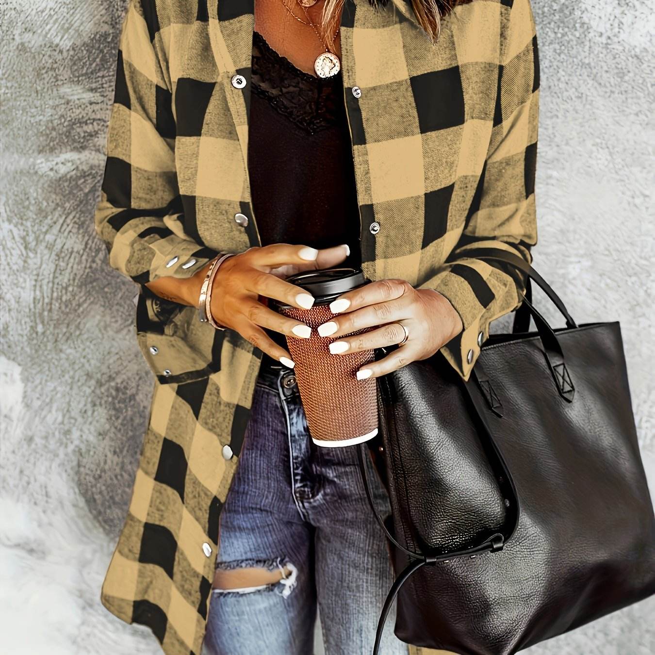 Relaxed Fit Plaid Shacket - Montero Milan