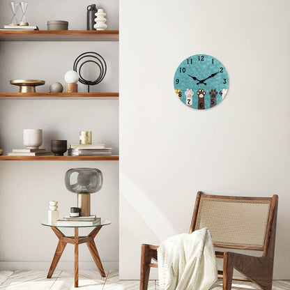Charming Cat Paw Print Silent Wall Clock Perfect Pet Lovers Decor - Montero Milan