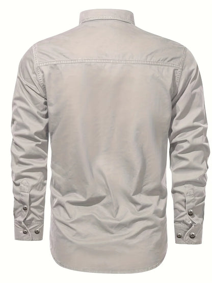 Men's Heavyweight Long Sleeve Shirt - Button-Up Formal & informal Shirt in, Classic Collar, Chest Pocket - Machine Washable Work, Outdoor, Everyday Shirt for Men - Spring/Fall Essential, Outdoor Casual Wear, Nonstretch Fabric
