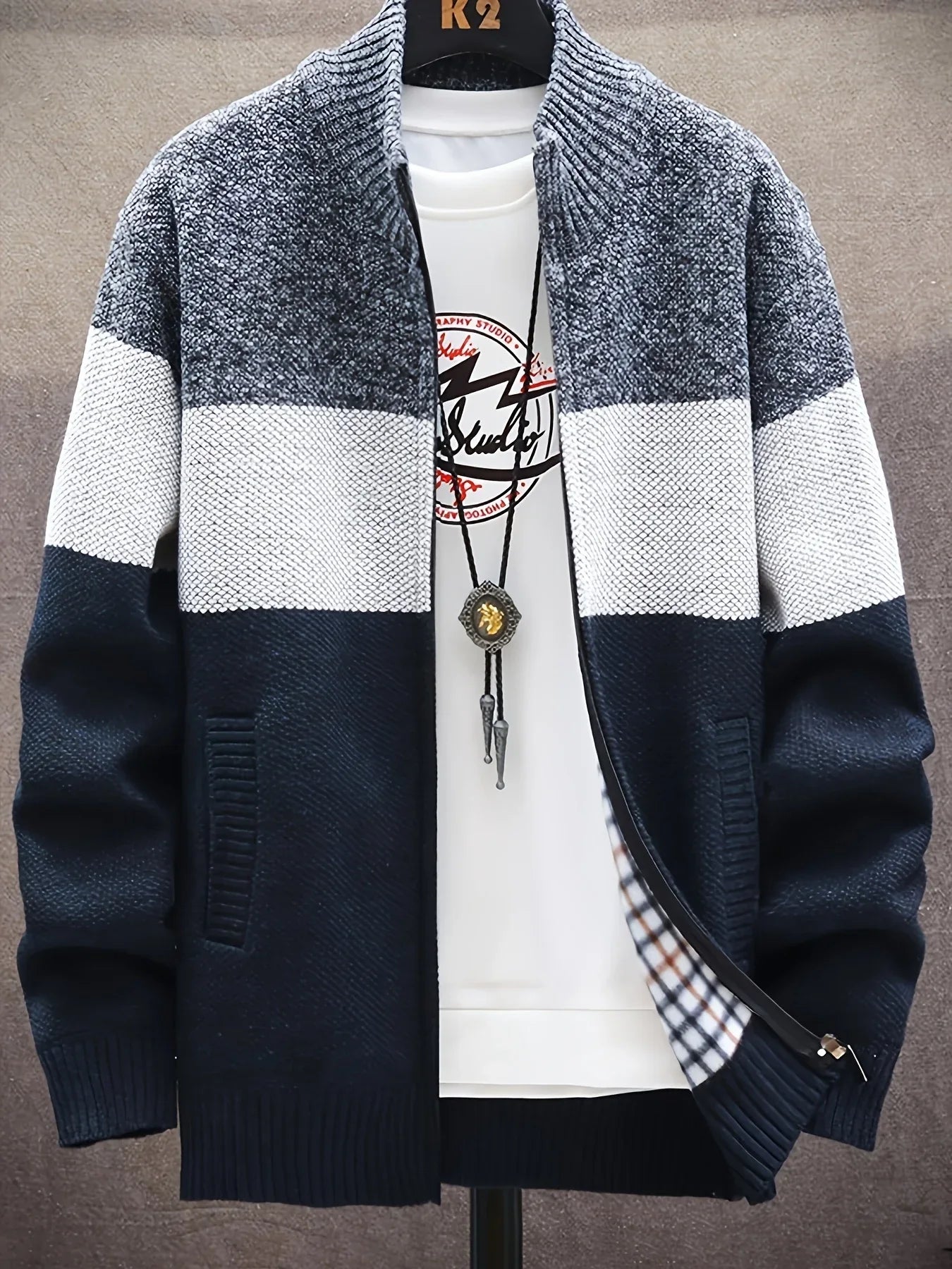Men'S Knitted Cardigan with a Stand-Up Collar, a Casual And Stylish Outerwear.