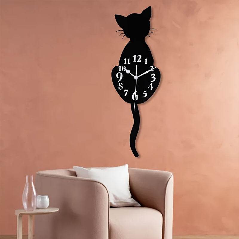 Charming Swinging Tail Kitten Clock for Any Room Decor - Montero Milan