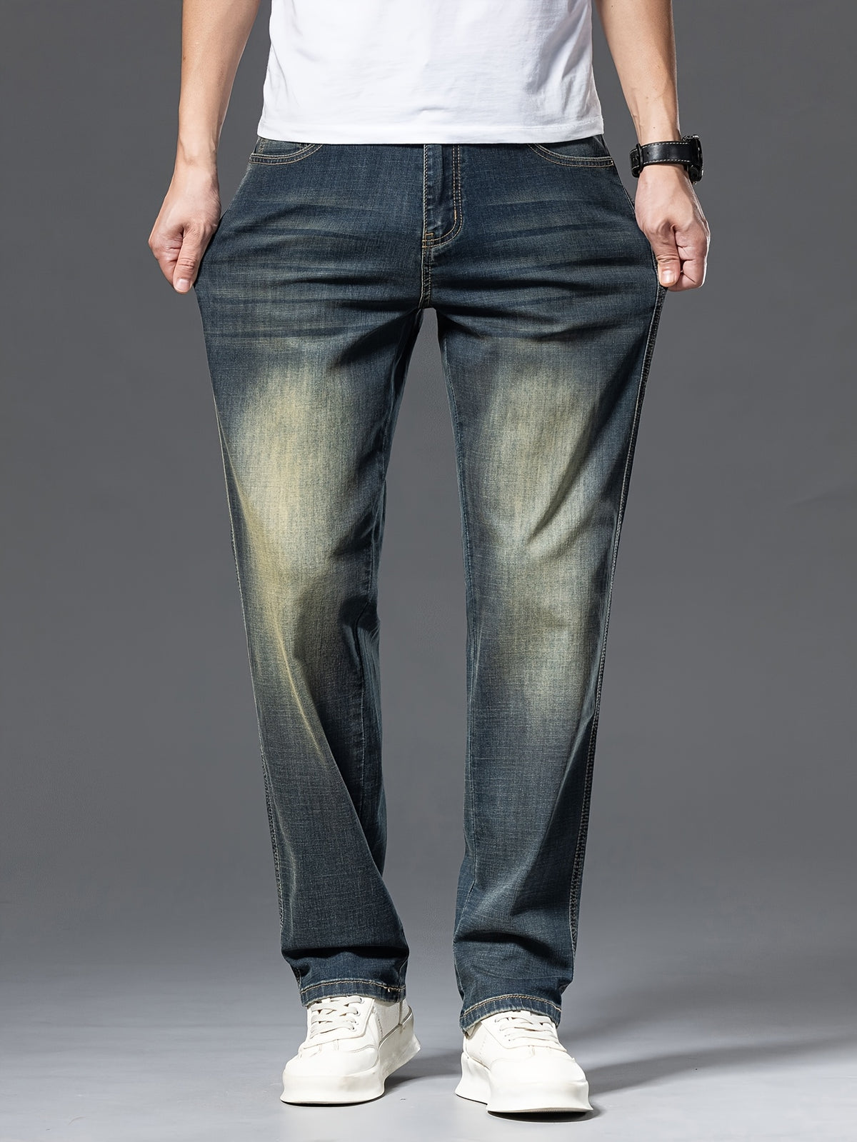 Geng Yuanshi High-End Summer Men's Jeans New Trend Fashion Straight-Leg Light Business Stretch Denim Pants, Autumn Essentials