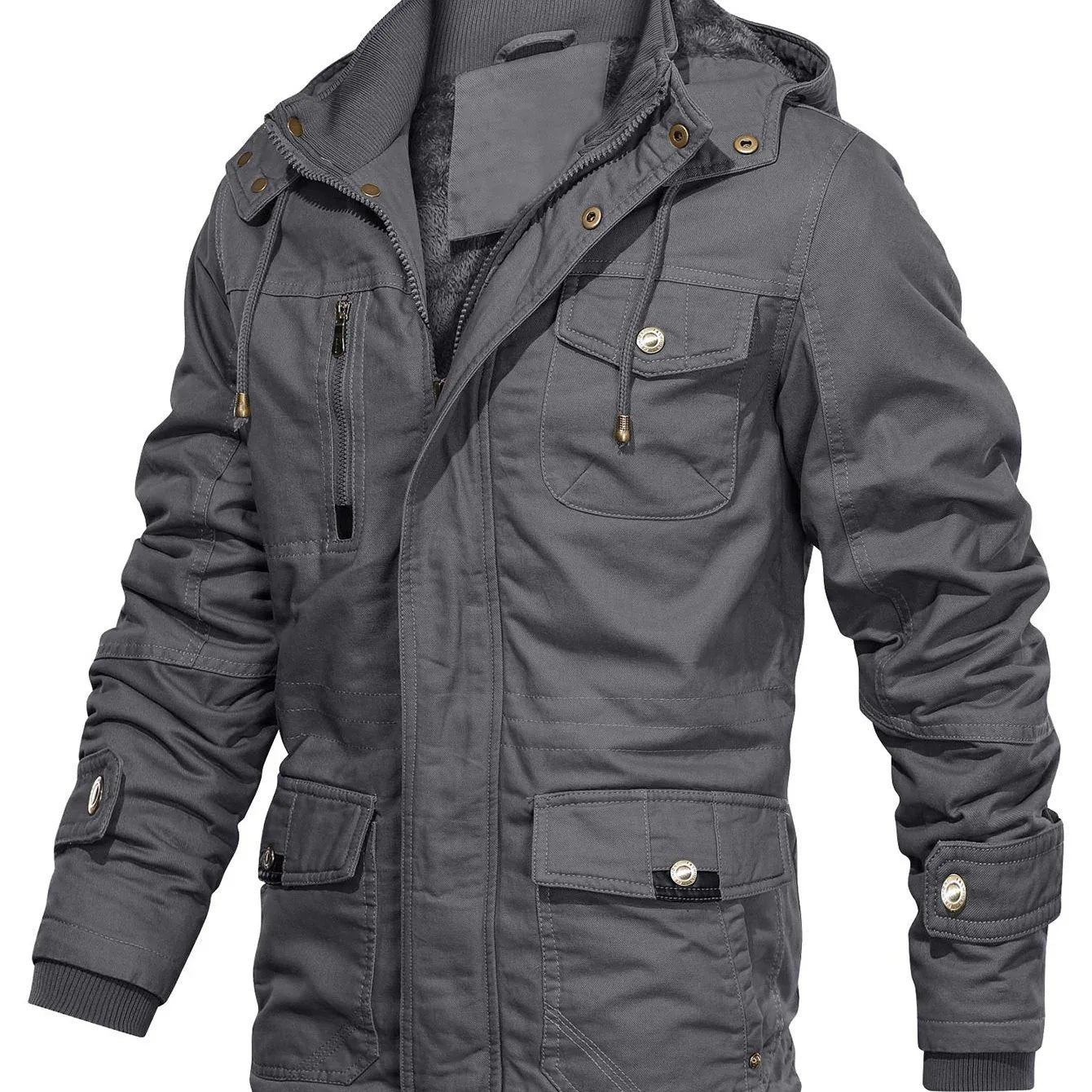Men'S Heavyweight Winter Jacket - Thermal Insulated Cold Weather Coat with Zipper Closure, Multiple Utility Pockets - Loose Fit Military-style Outerwear for Hiking, Travel, Everyday - Black (Non-Stretch Polyester Construction
