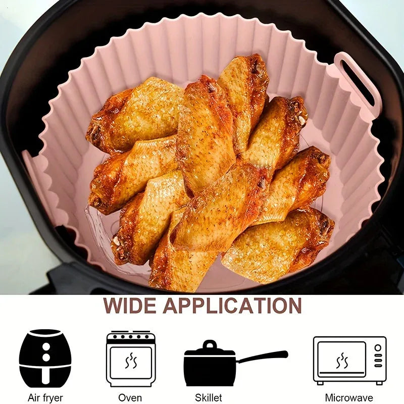 1pc Reusable Silicone Air Fryer Liner – Non-Stick Food-Grade, Universal Fit for All Air Fryers, Multi-Purpose Cooking Accessory, No Power Needed