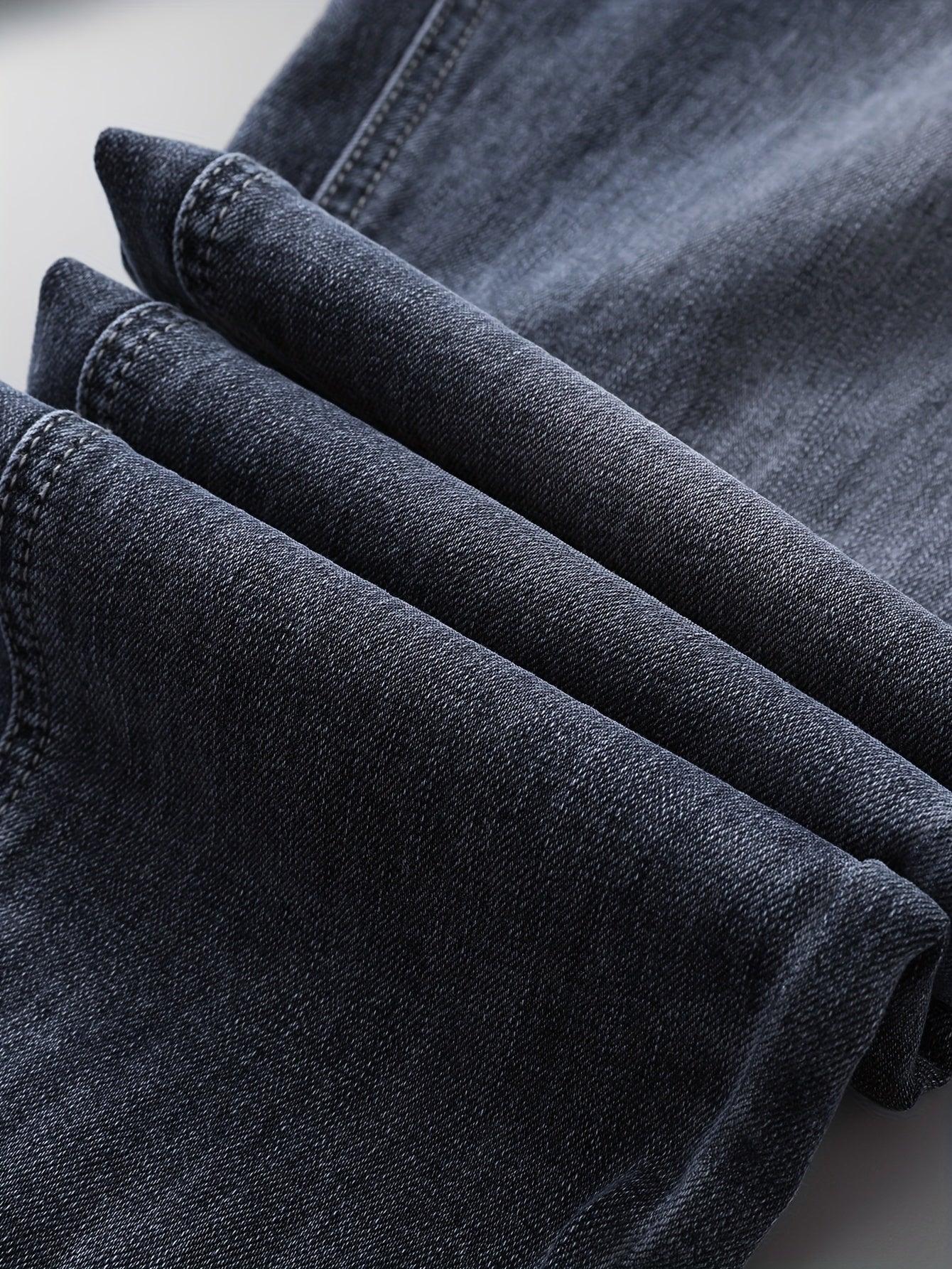 Men's Skinny Jeans - Stretch Non-See-Through Slim Fit Pants with Dark Blue-Gray Washed Look, Machine Washable for Business Casual & Casual Attire - Fall/Winter Season (Adult Men)