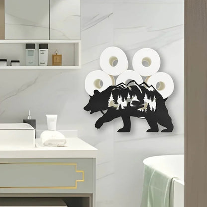 Black Bear Toilet Paper Holder Rack - Montero Milan