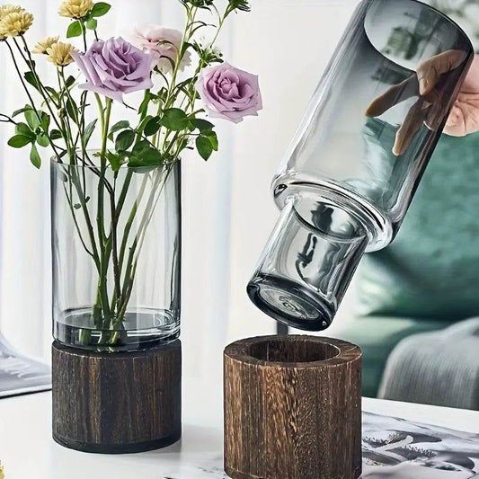 Nordic Elegant Glass Vase (detachable wooden base) - Montero Milan