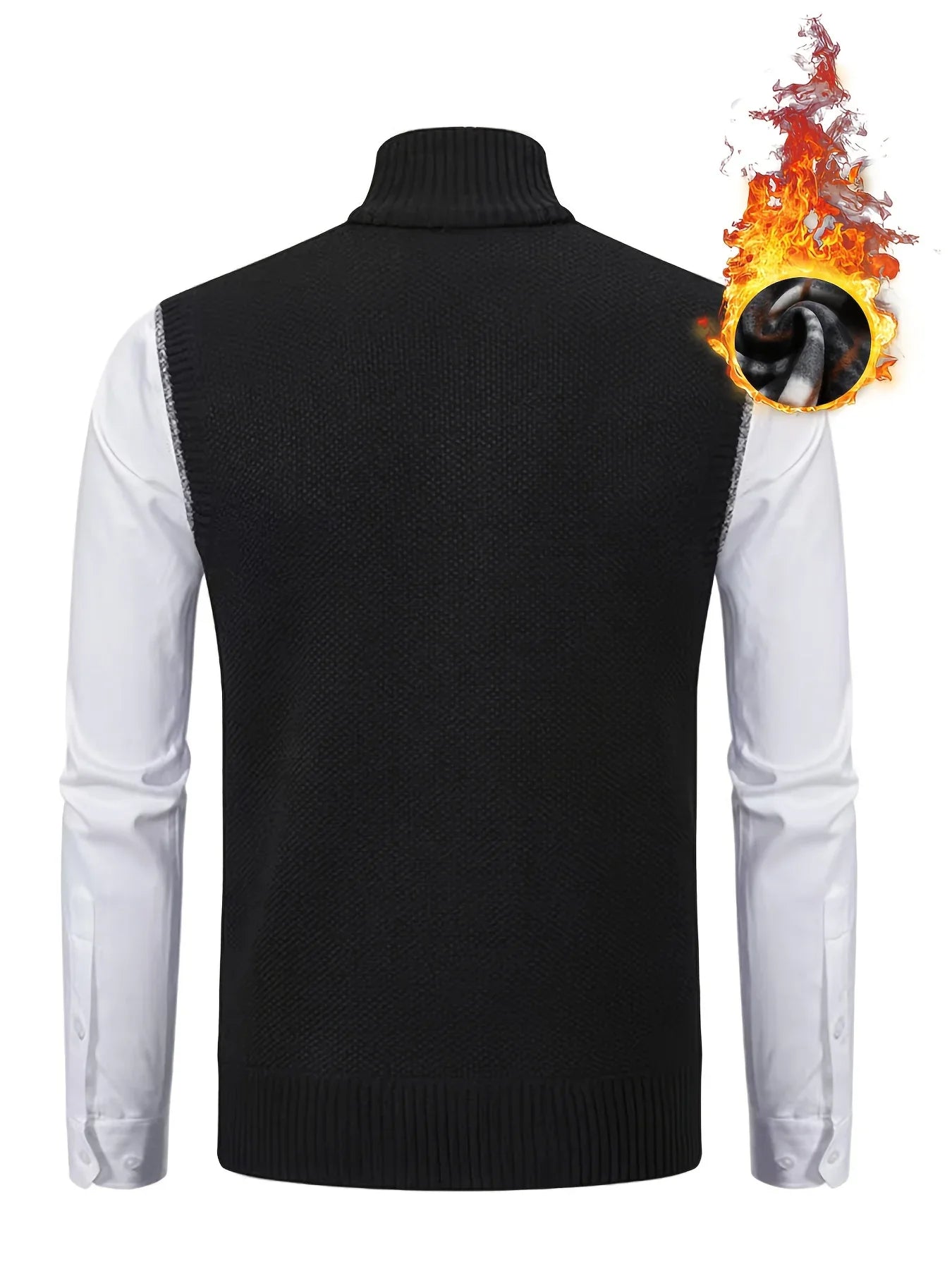 Men's Sleeveless Zip-Front Vest Jacket - Elegant Short-Sleeve Blazer with Collar & Real Pockets, Machine Washable Tailored Fit for Office, Semi-Formal & Casual Wear - Coat (No Belt Required)