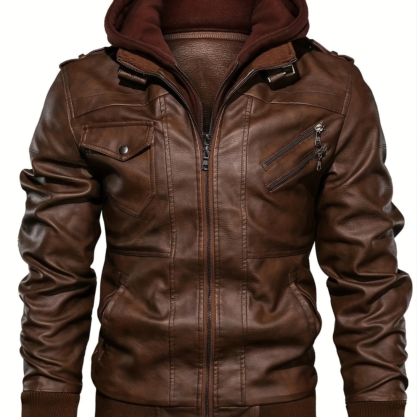 Men’s Hooded Leather Jacket
