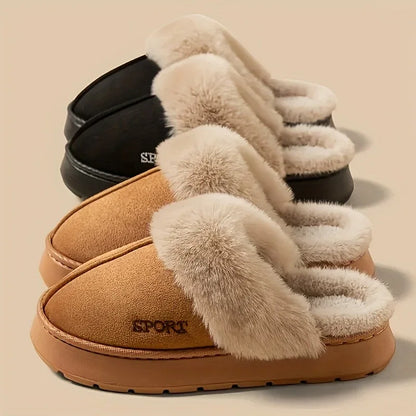 Women'S Cozy Fleece-Lined Slip-On Slippers - Soft Plush Indoor/Outdoor Shoes with EVA Sole, Warm Winter Footwear for Couples, Perfect Gift Idea, Indoor Slippers | Plush Lined Slippers | EVA Sole Slippers, Slippers for Feet