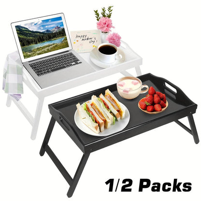 19.32 X 11.83 Inch Bed Tray Table With Handles Folding Legs, Breakfast Tray Bamboo Bed Tray For Sofa, Bed, Eating, Snacking And Working, 1/ 2 Packs - Montero Milan